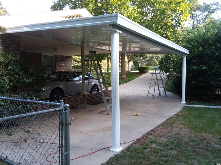 White aluminum car port