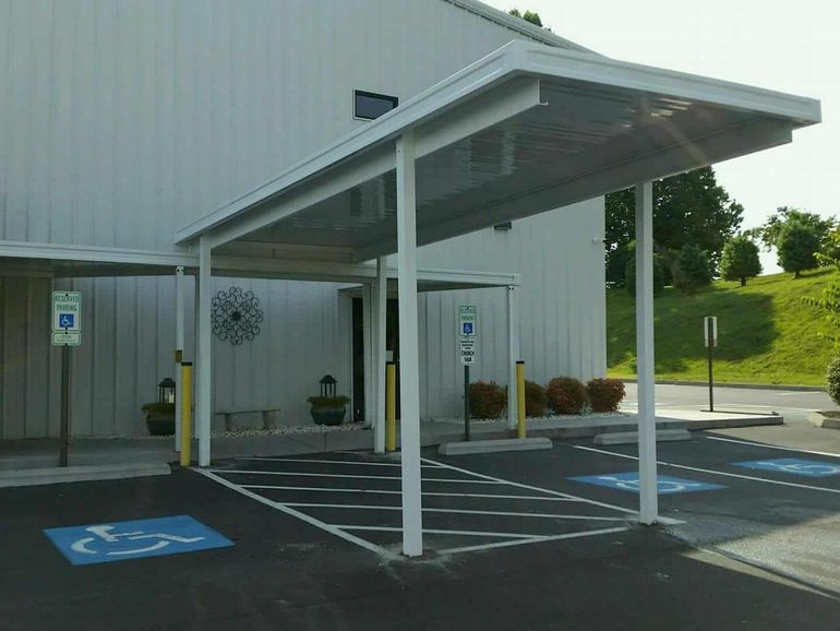 Walkway canopy over handicap parking