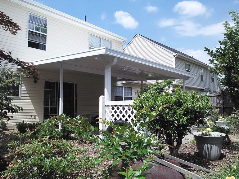 White aluminum patio awning