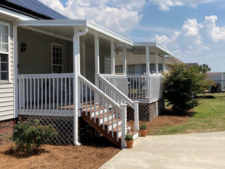 White aluminum patio awning