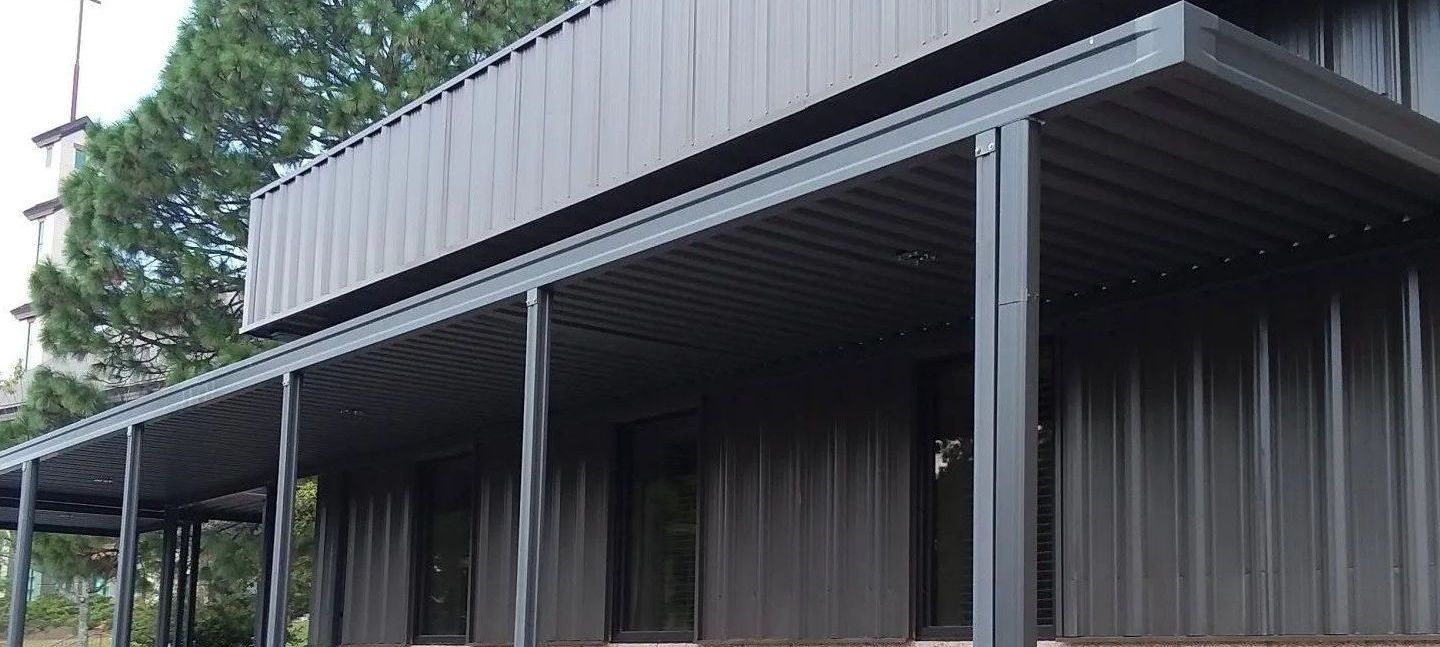 Black aluminum walkway canopy