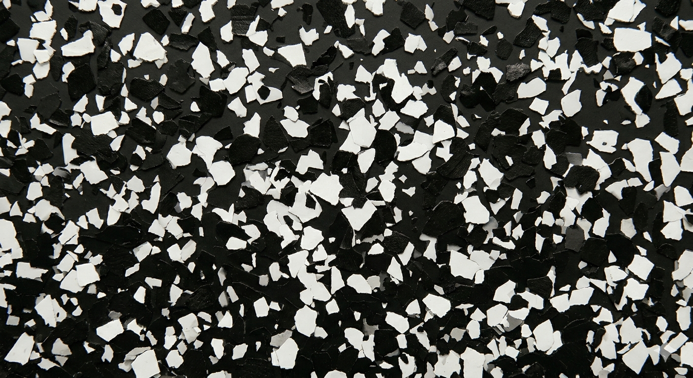 Black and white speckled terrazzo-like surface pattern