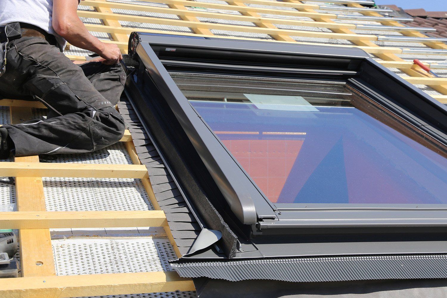 Roofer Working in Rooftop — Salinas, CA — Urrutia Roofing