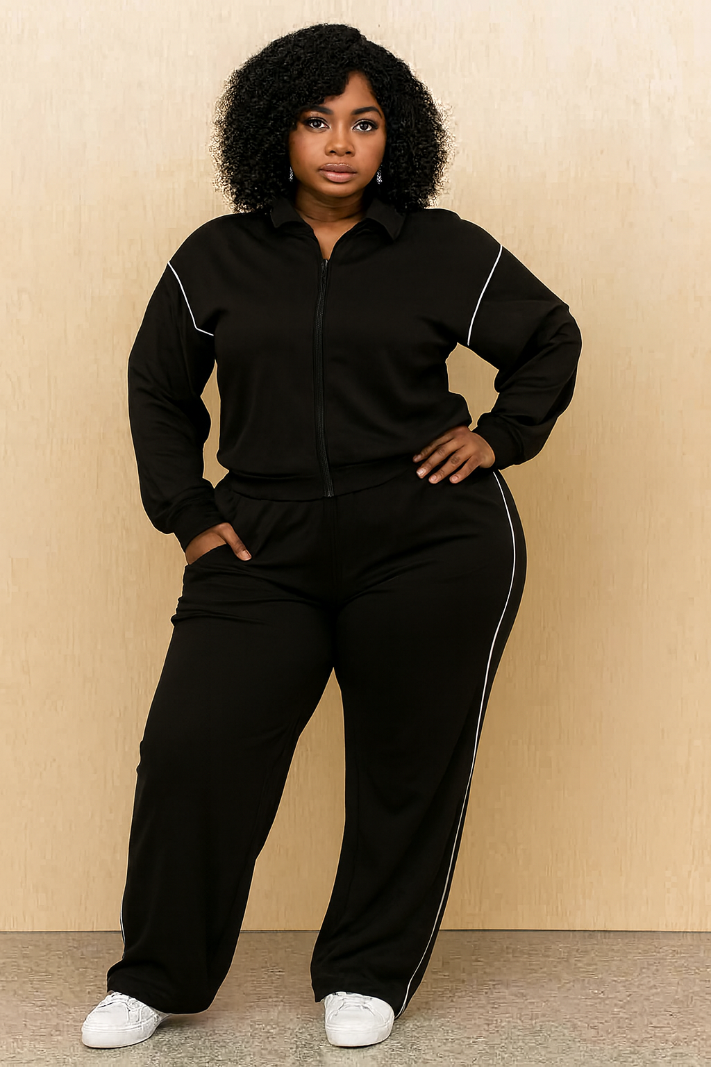 mb fashion half- zipped relaxed fit lounge set