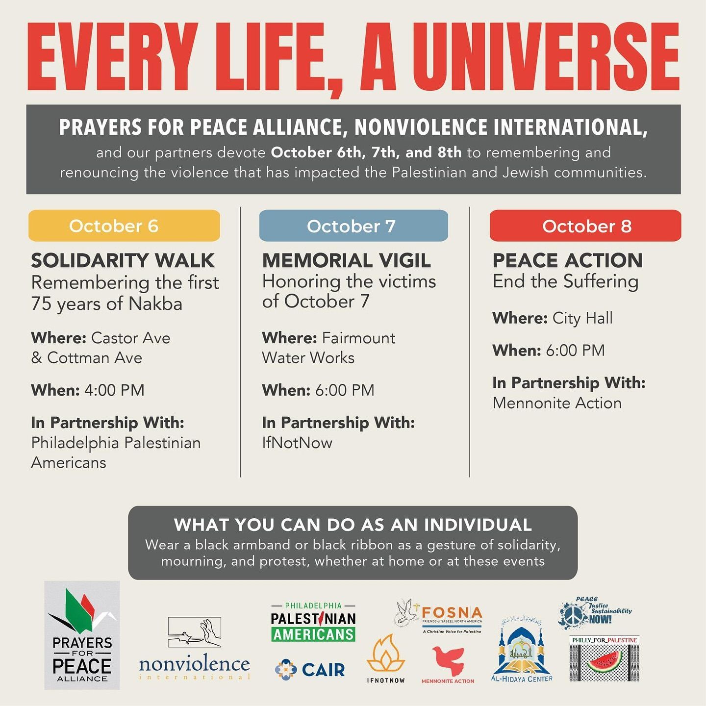 A poster for prayers for peace alliance nonviolence international