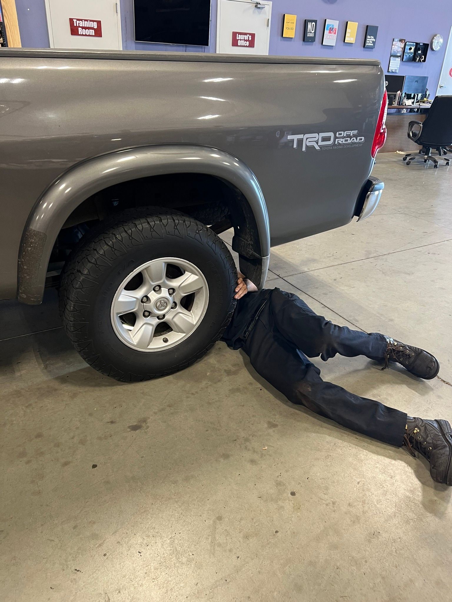 Gray Pickup Truck in Shop | Churchill Auto Care