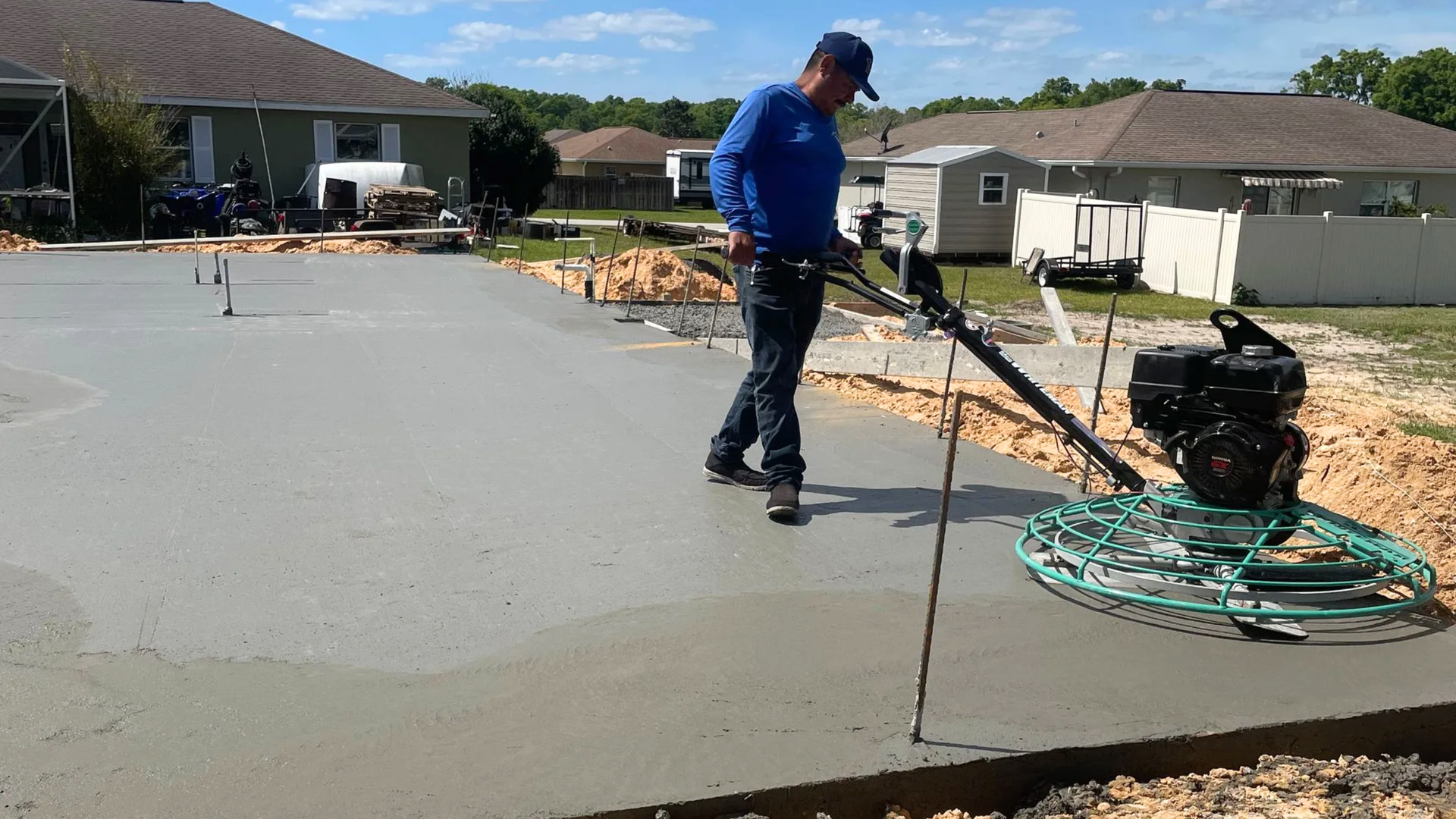 Residential concrete slab installation for a garage foundation in Ocala, FL