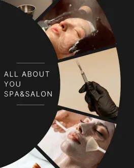 All About You Spa & Salon advertisement, featuring beauty treatments and faces.