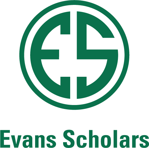 The logo for evans scholars is green and white