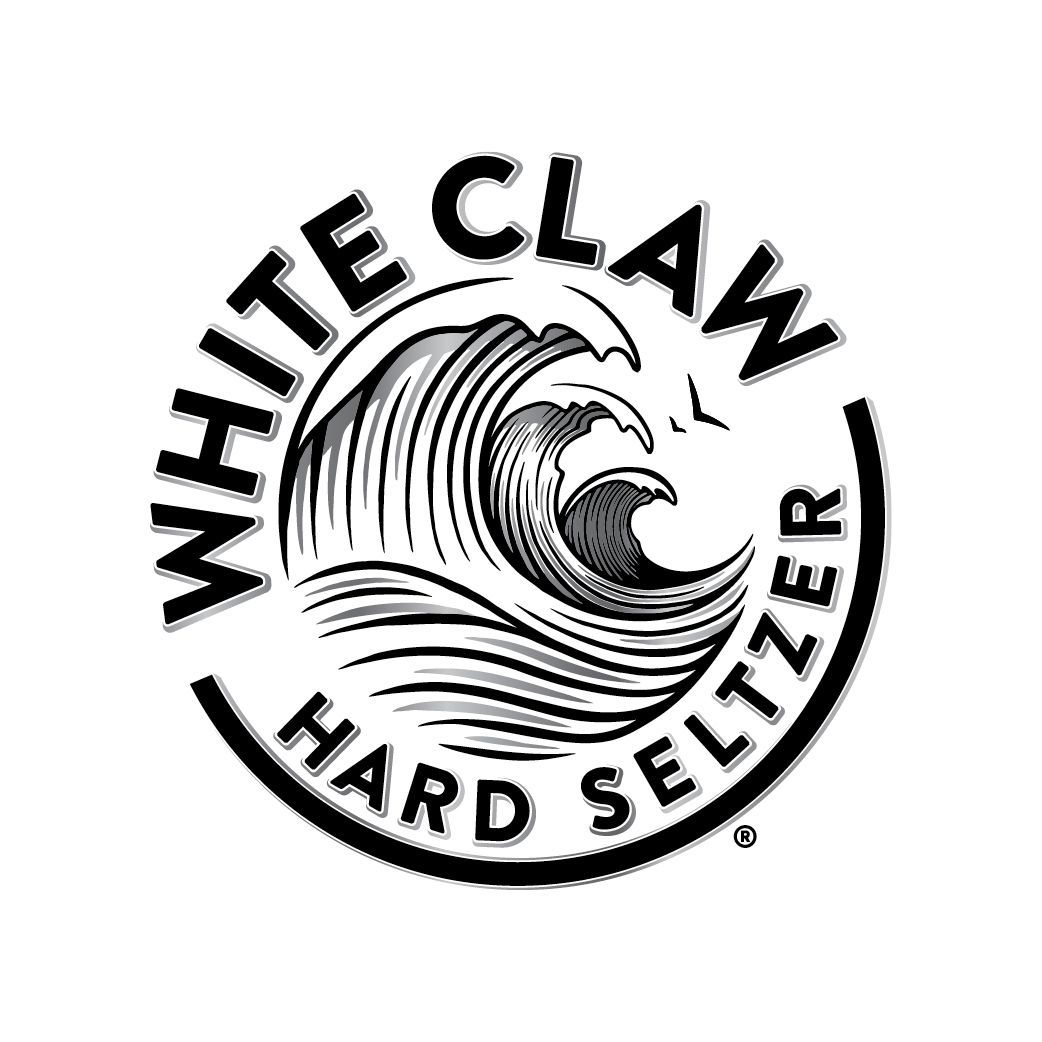 The logo for white claw hard seltzer has a wave in the middle of it.