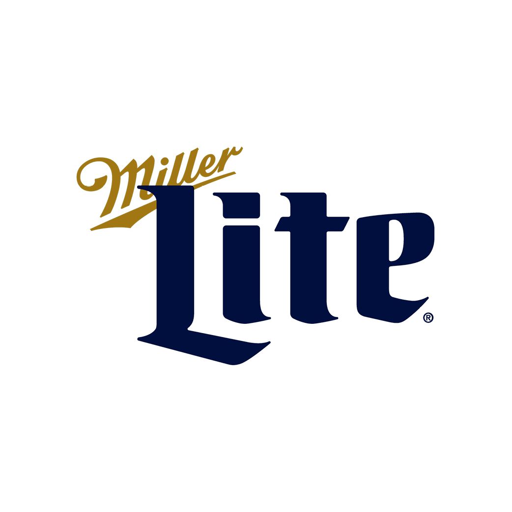 The miller lite logo is blue and gold on a white background.