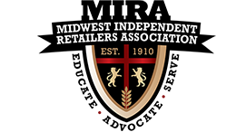 A logo for mira midwest independent retailers association