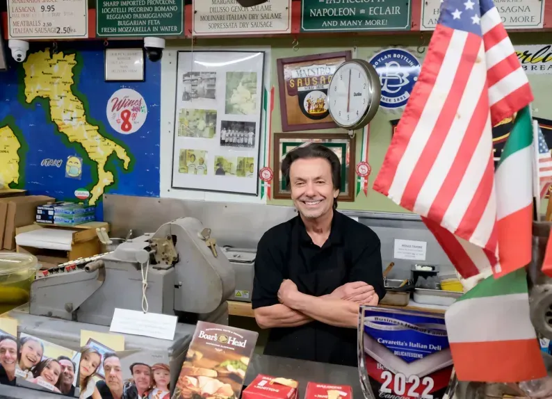 Paul Nunneri, Cavaretta’s Italian Deli owner, is celebrating his 40th year as owner of the Canoga Park store on Sherman Way at Topanga Canyon Blvd. Nunneri stands behind the deli counter on Thursday, Nov. 9, 2023. (Photo by Dean Musgrove, Los Angeles Daily News/SCNG)