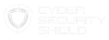A cyber security shield logo with a shield on a white background.