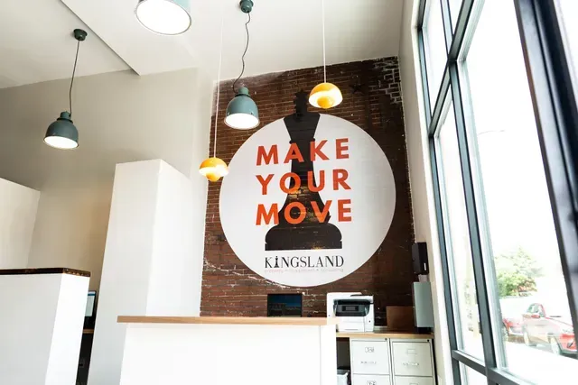 Lobby view of Kingsland office with round 