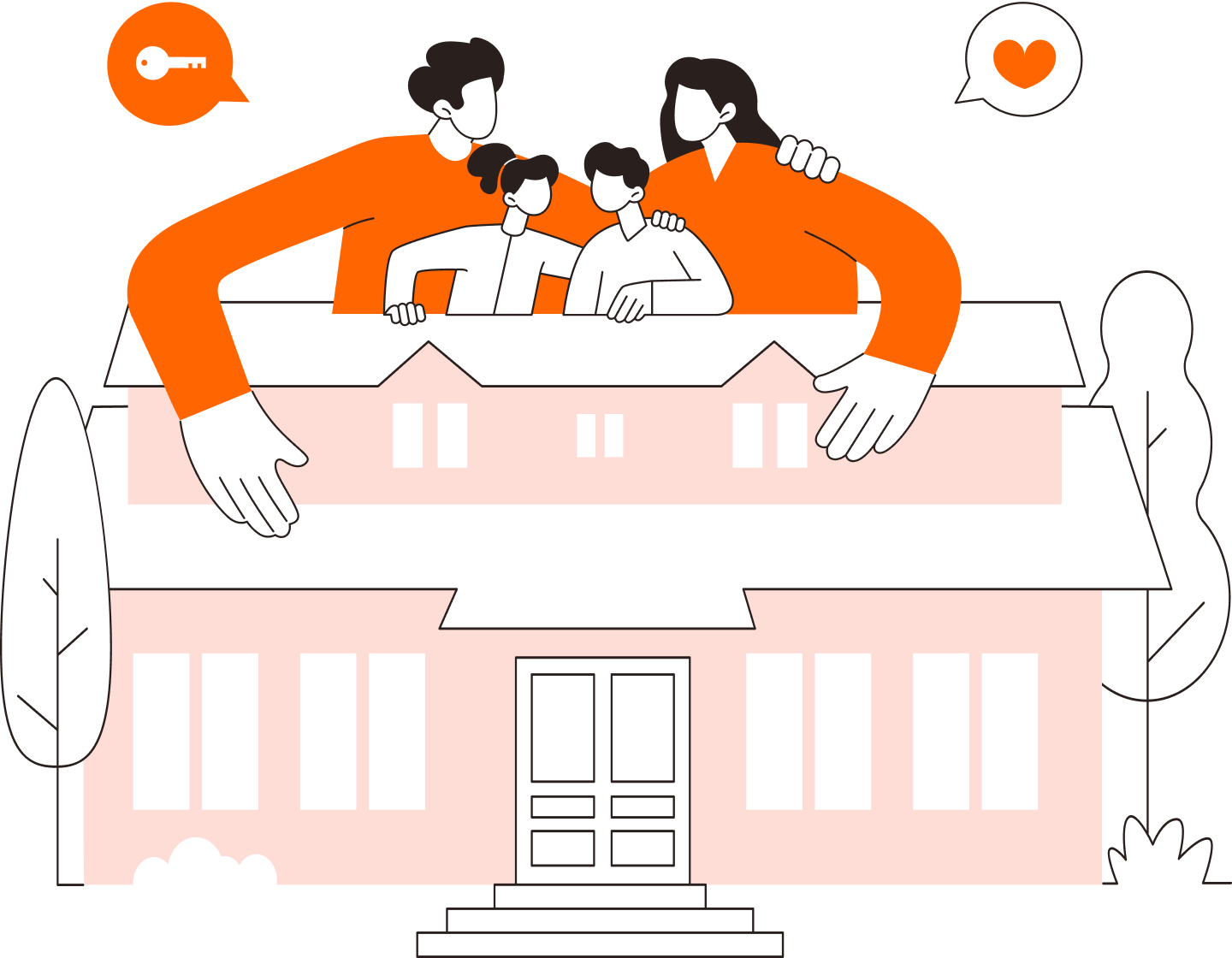 Cartoon of couple reviewing apartment options – Kingsland Properties tenant support