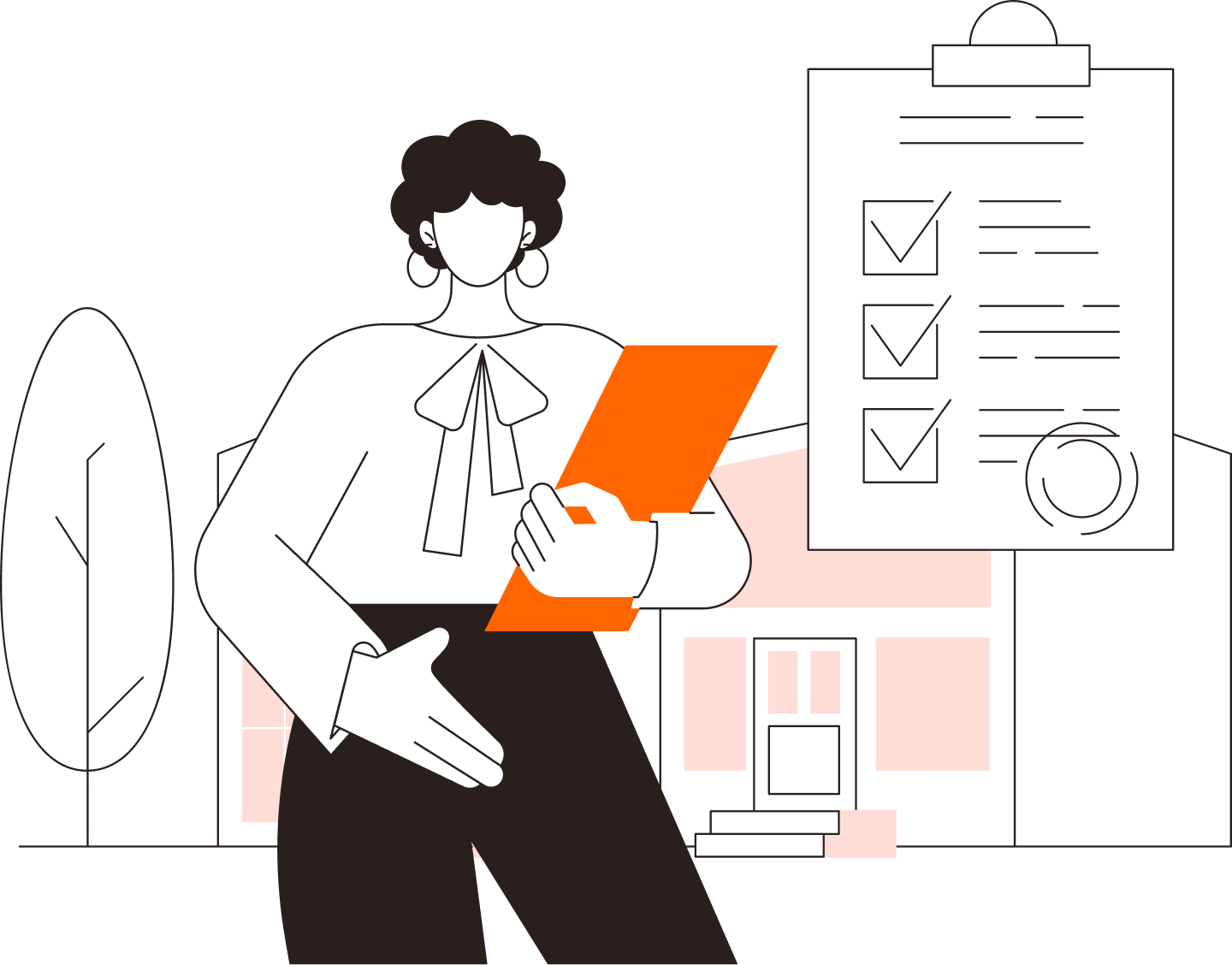 Illustration of landlord reviewing lease with prospective tenant
