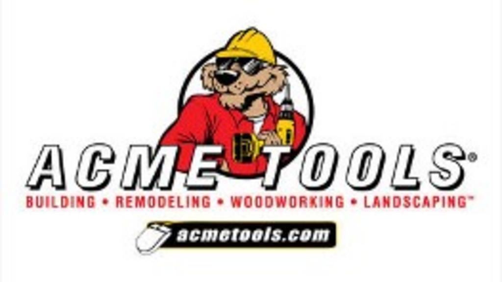 The logo for acme tools shows a bear holding a drill