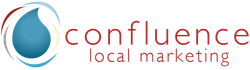 A logo for a company called confluence local marketing