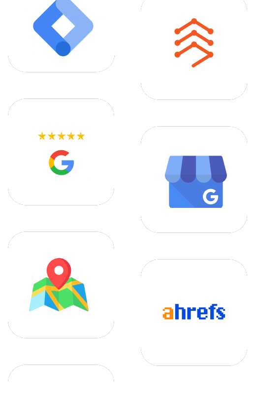 A bunch of icons including google and ahrefs