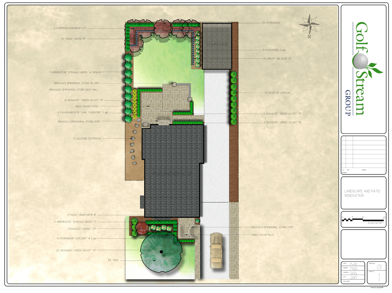 An aerial view of a house with a car parked in front of it