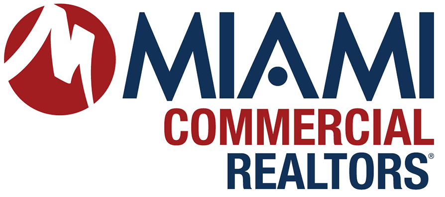 Logo for Miami Commercial Realtors: Red circle with white M, 