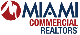 Logo for Miami Commercial Realtors: Red circle with white M, 