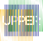 Colorful vertical stripes over the word &ldquo;PPE&rdquo; in white on a blue background.