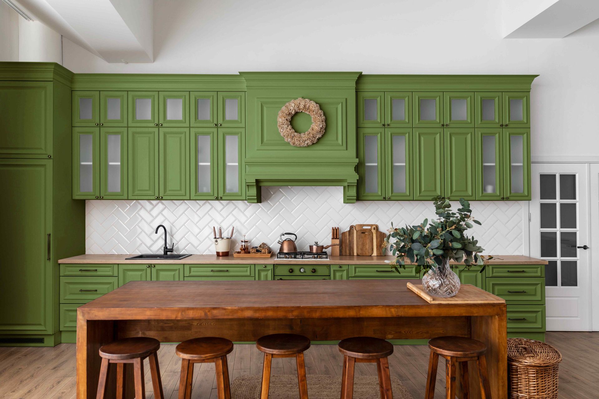 Beautiful green kitchen cabinets