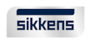 Sikkens-logo: Witte, afgeronde rechthoek met een donkerblauwe horizontale balk erboven
