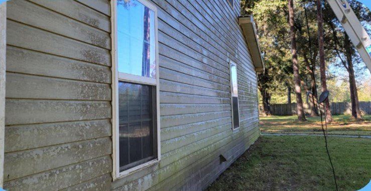 The side of a house with a lot of moss on it.