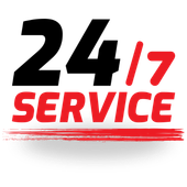 A logo that says 24/7 service on it