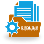 An icon for redline fire watch with a gear and papers