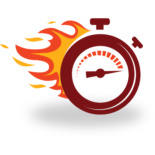 A stopwatch with flames coming out of it