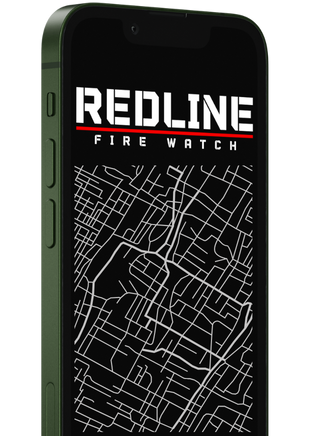 A cell phone that says redline fire watch on it