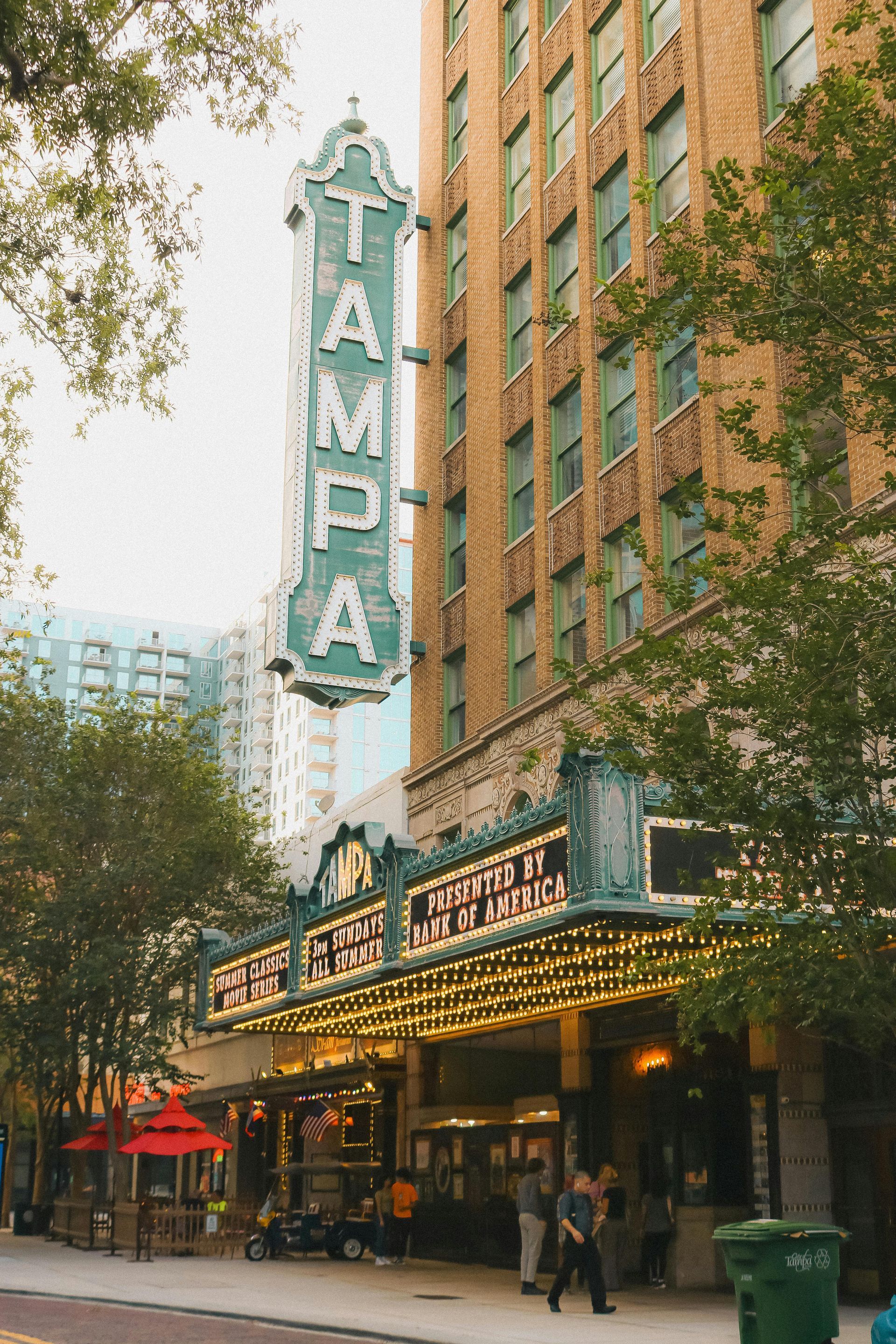 A large building with a sign that says tampa on it