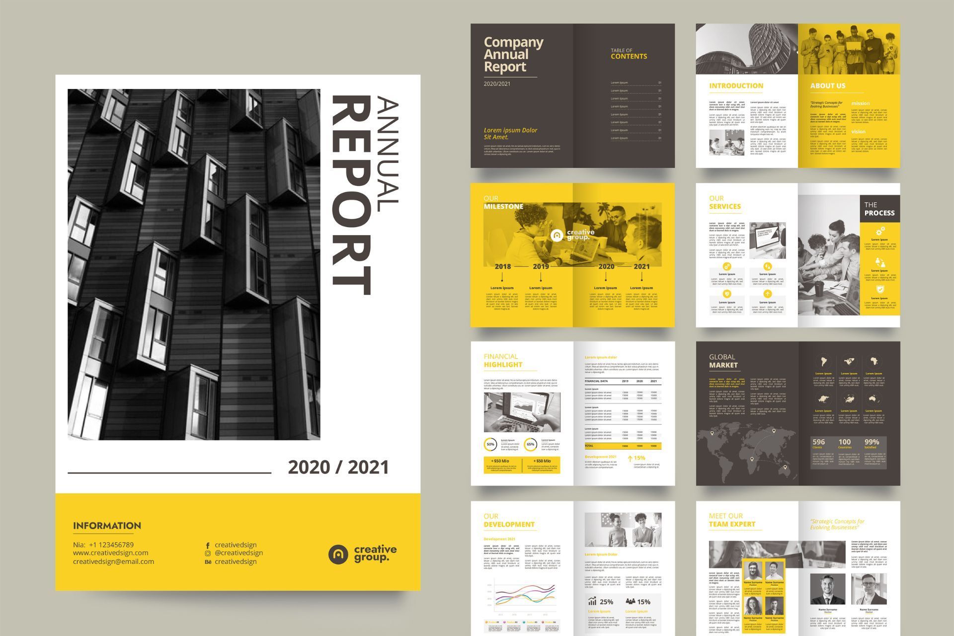 A black and yellow annual report with a picture of a building on the cover.