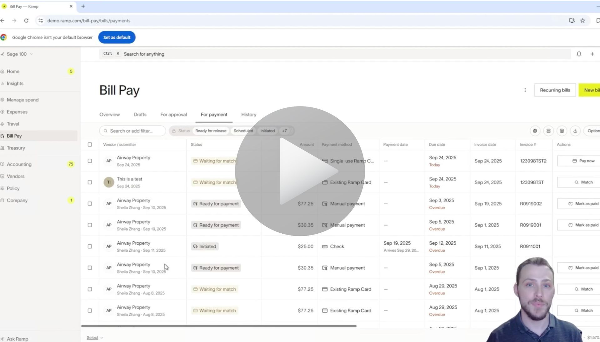 How to Sync Reimbursements for Ramp to Sage 100 with AnyWare Apps Integration