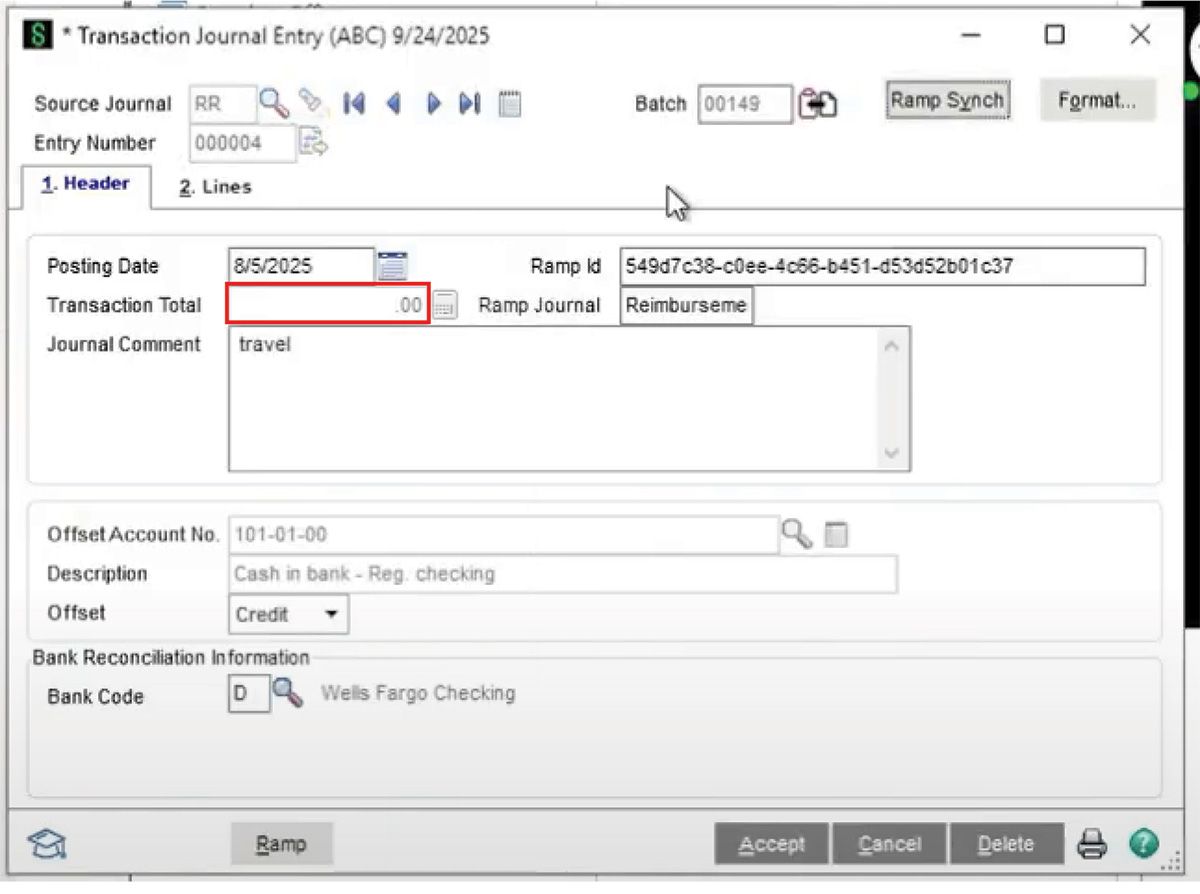 Sage 100 to Ramp Integration User Guide Documentation