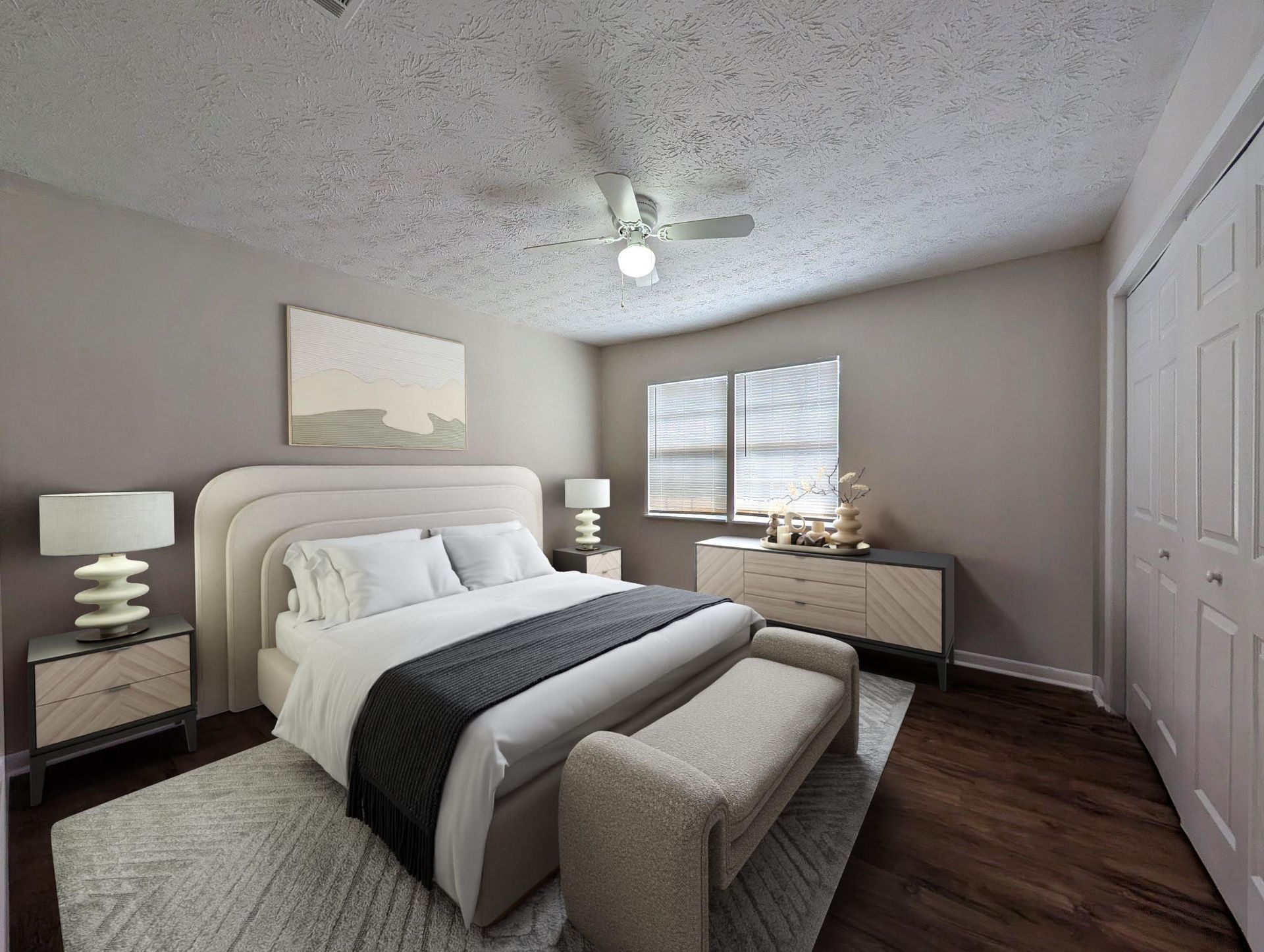 Yellow Pine Bedroom Staged