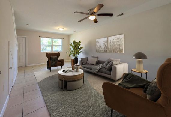 Yellow Pine Living Room Staged