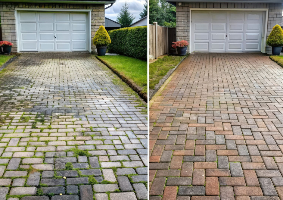 Construction worker holding a drill, wearing hard hat, safety glasses, gloves, smiling.