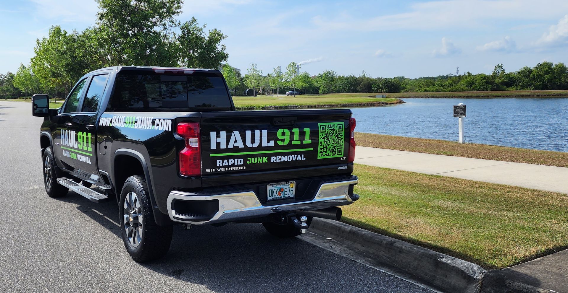 A black pickup truck with 