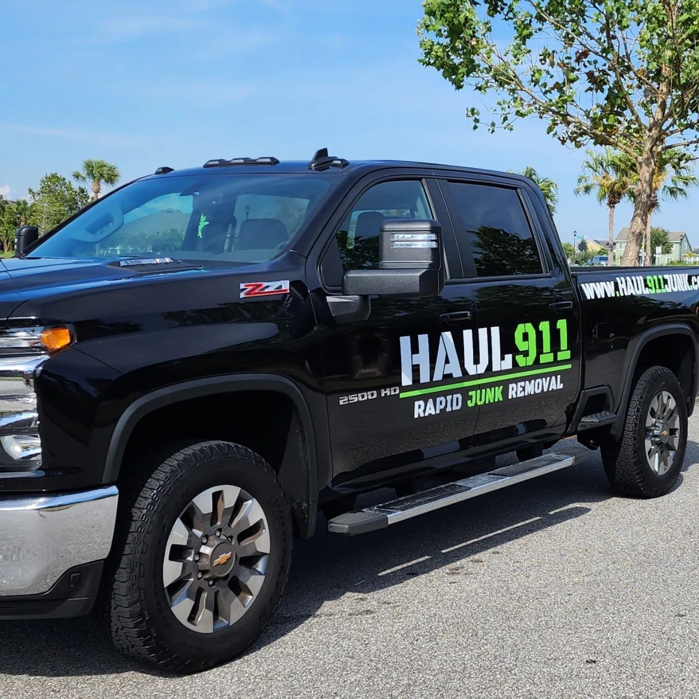 A black Chevrolet pickup truck with 