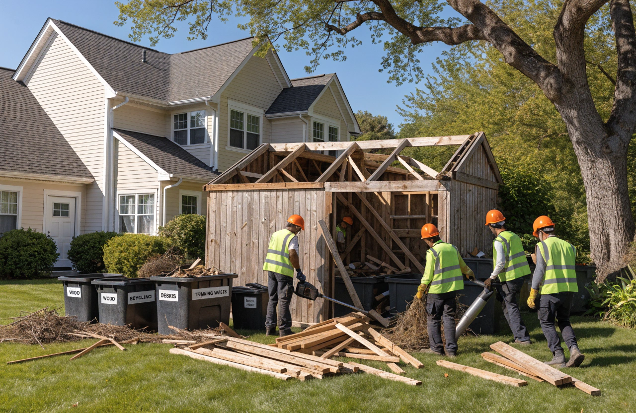 A two-story suburban house with a gray garage and driveway, seen at sunset under a moody, purple-tinted sky.