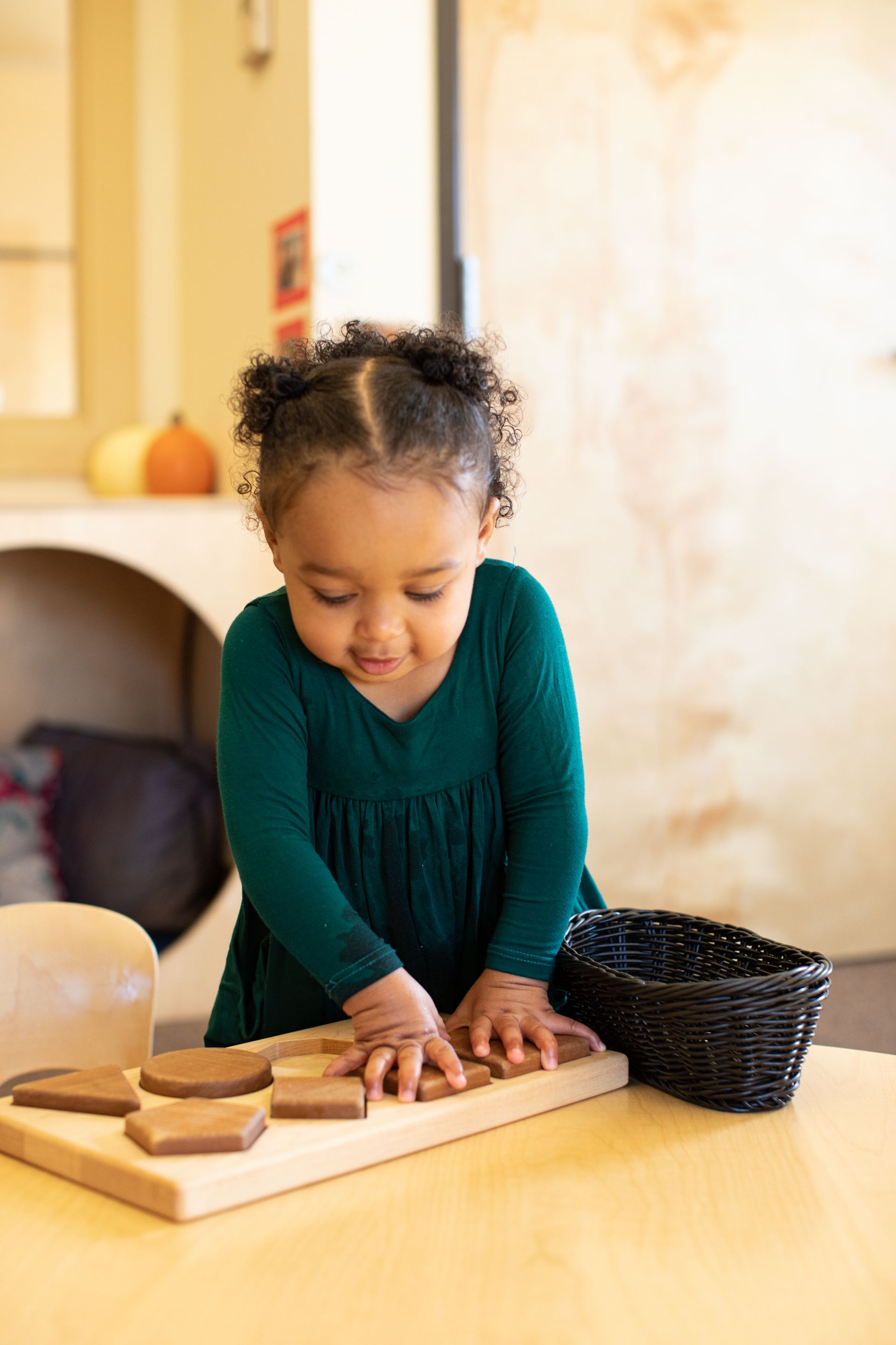 Montessori child working in the classroom