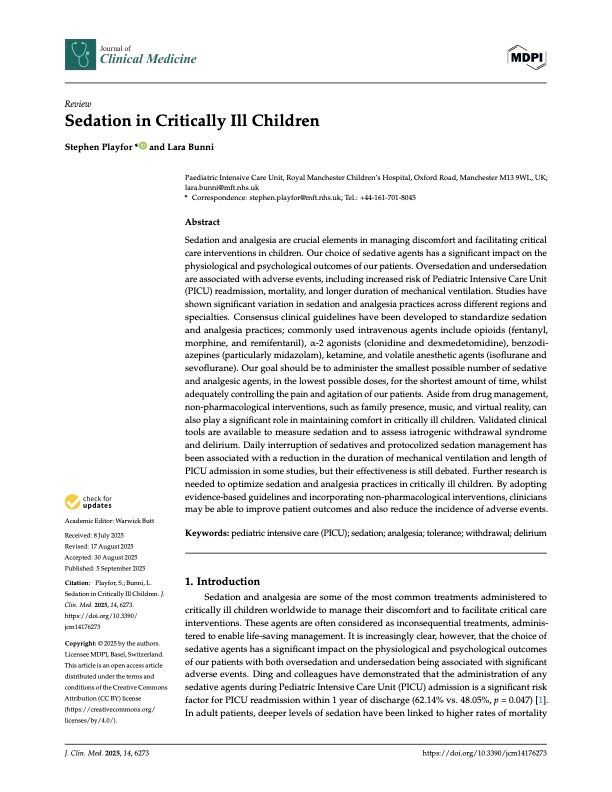 Title page of a medical review article titled 