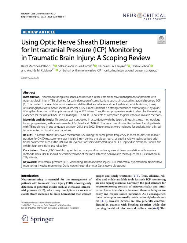 The title page of a medical review article titled 