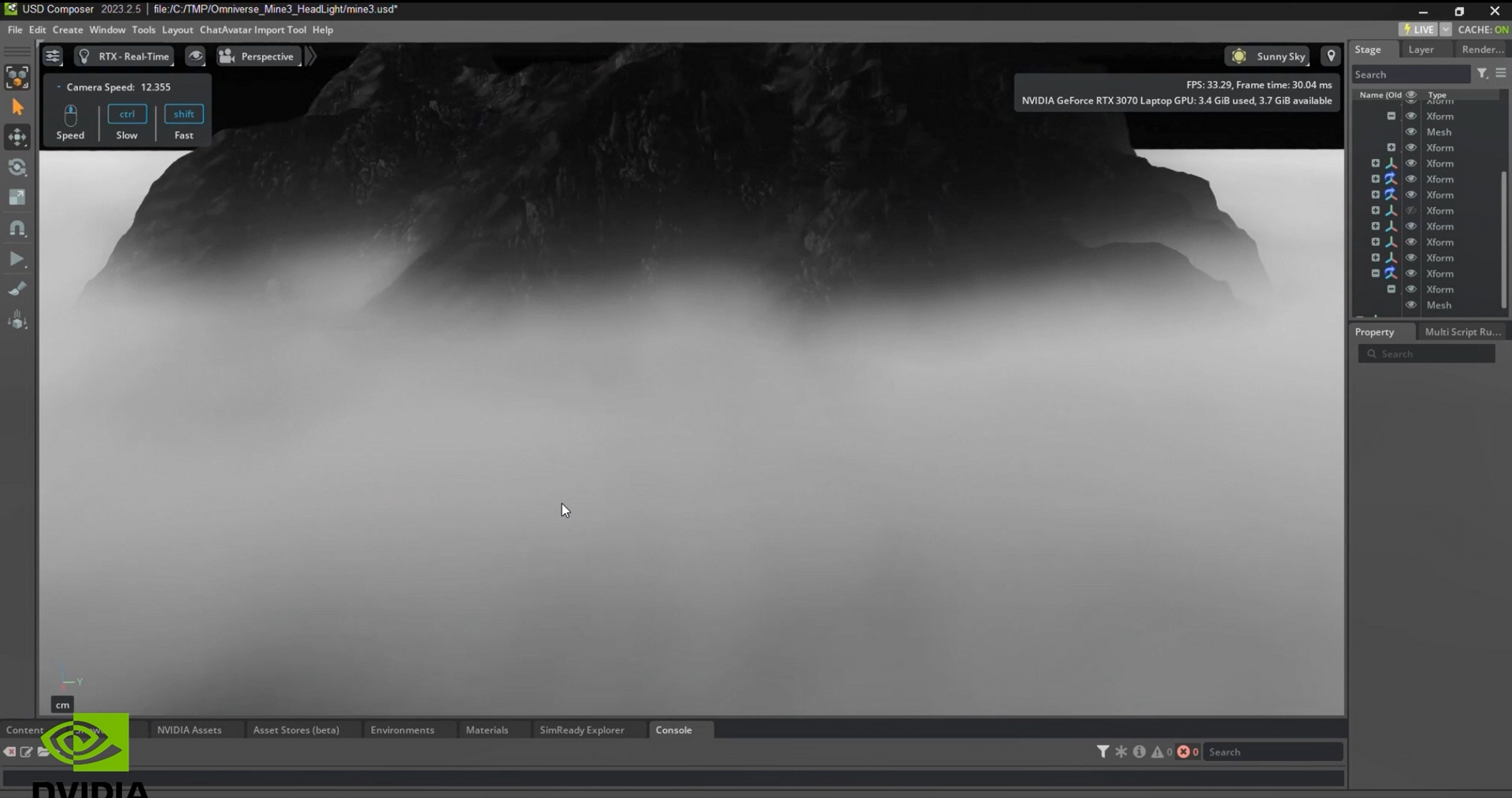 NVIDIA Omniverse Fog Mine Lights