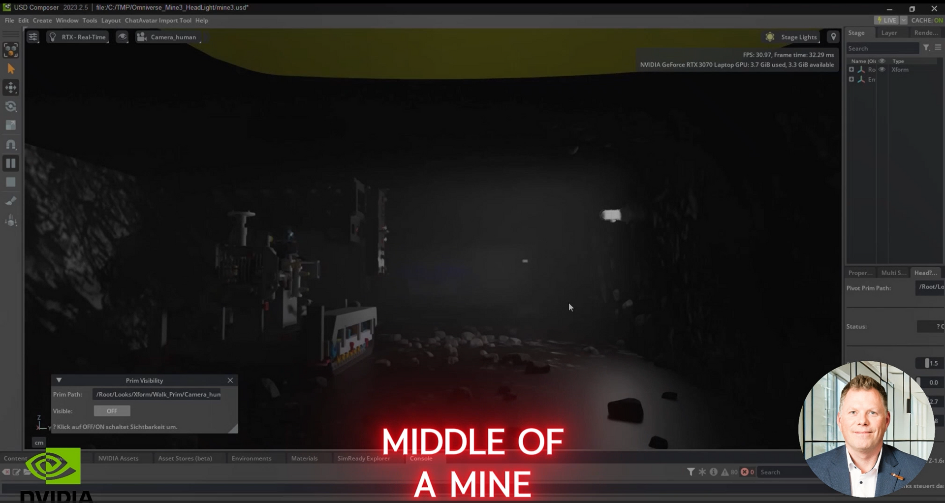 NVIDIA Omniverse Fog Mine Lights